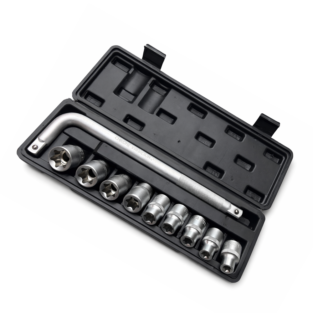 Başlıq Açar Dəsti, FORCI, UANABQT10, qara, E Torx formalı , 1/2 düym, 10 parça